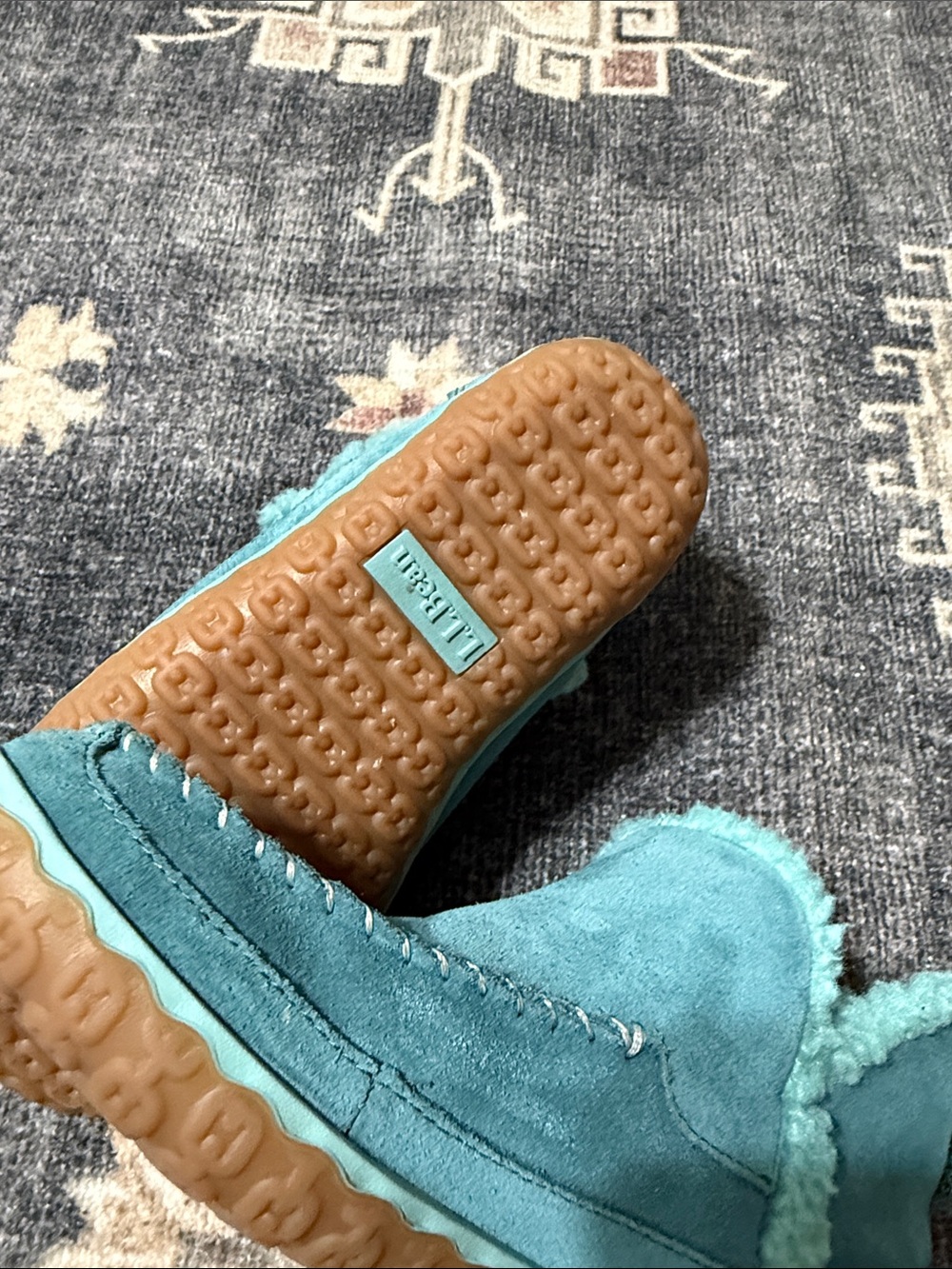 L.L. Bean Women's Teal Suede Slip-On Moccasin Slippers - Picture 6 of 7
